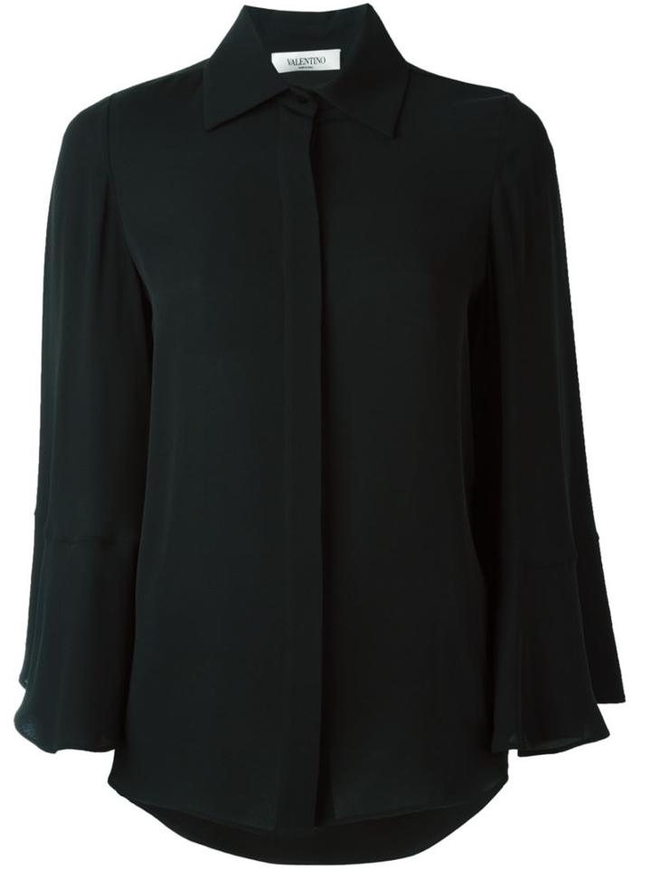 Valentino Flared Sleeve Blouse, Women's, Size: 40, Black, Silk