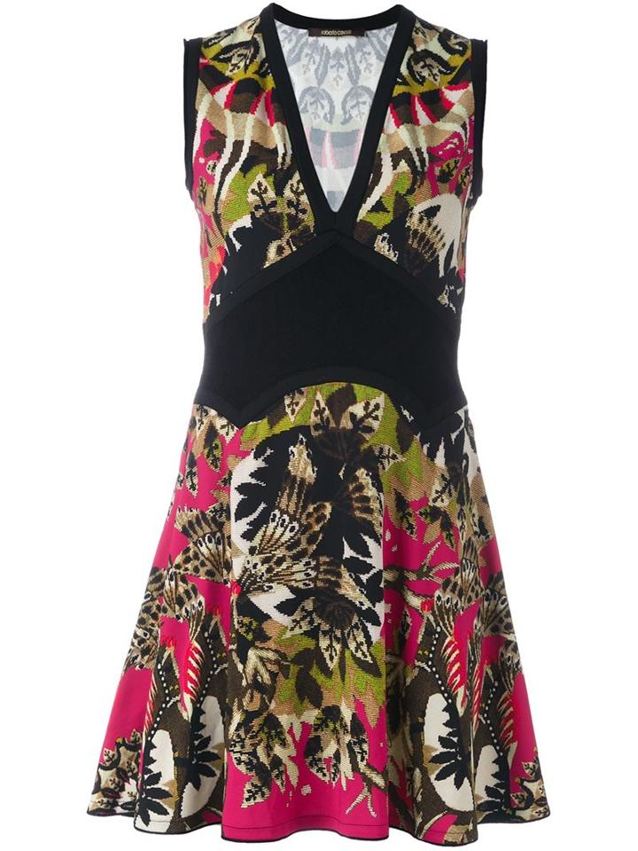 Roberto Cavalli Floral Print Short Dress, Women's, Size: 40, Viscose/spandex/elastane