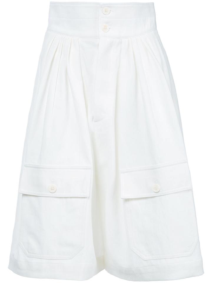 Chloé - Wide Culotte Shorts - Women - Cotton/linen/flax - 40, White, Cotton/linen/flax