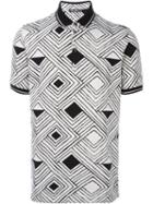 Dolce & Gabbana Geometric Print Polo Shirt, Men's, Size: 48, Black, Cotton/bos Taurus