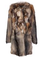 Jocelyn Contrast Collar Coat, Women's, Size: Small, Nude/neutrals, Polyester/fox Fur