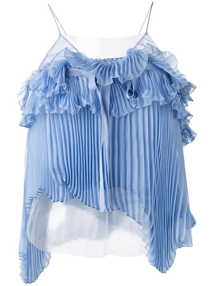Rochas - Pleated Top - Women - Silk/polyamide - 42, Pink/purple, Silk/polyamide