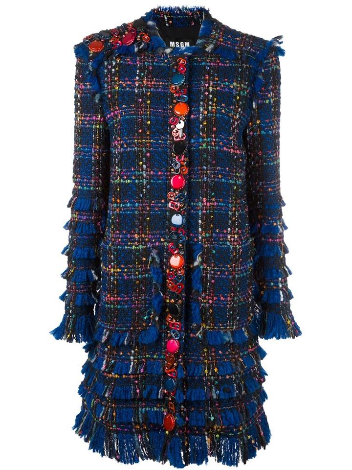 Msgm Embellished Bouclé Coat