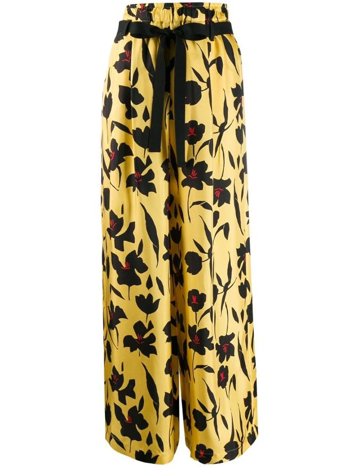 Alysi Floral-print Wide-leg Trousers - Yellow