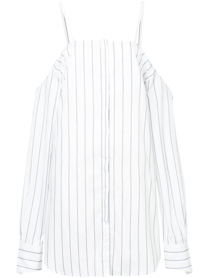 Strateas Carlucci Striped Off Shoulder Dress - White