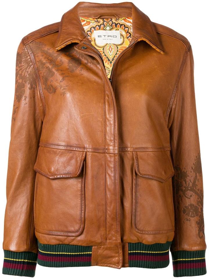 Etro Leather Bomber Jacket - Brown