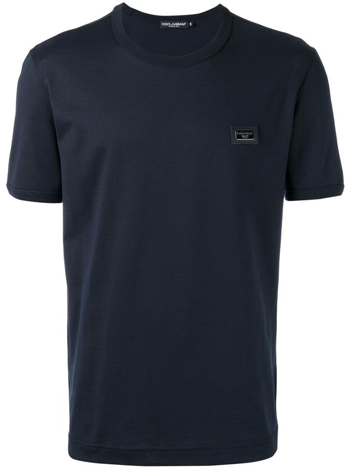 Dolce & Gabbana Chest Logo Plaque T-shirt, Men's, Size: 46, Black, Cotton