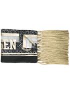 Astrid Andersen Printed Frayed Scarf - Metallic