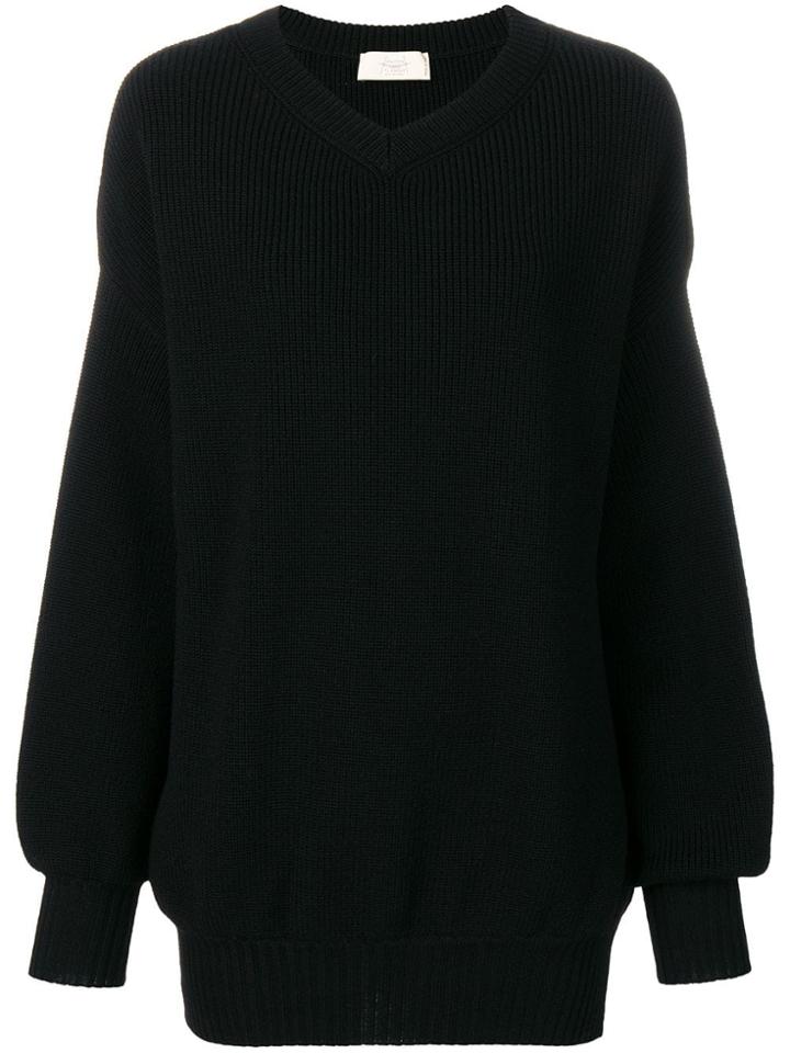 Maison Flaneur Oversized V-neck Jumper - Black