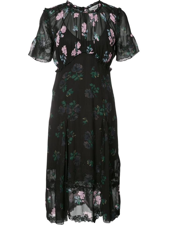 Coach - Floral Detail Short Sleeve Dress - Women - Viscose - 0, Black, Viscose