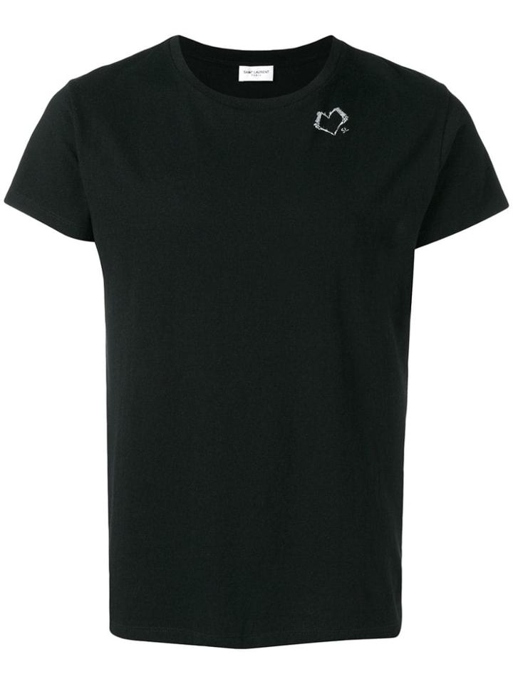 Saint Laurent Heart Print T-shirt - Black