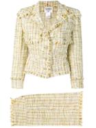 Chanel Vintage Plaid Fringed Skirt Suit - Nude & Neutrals