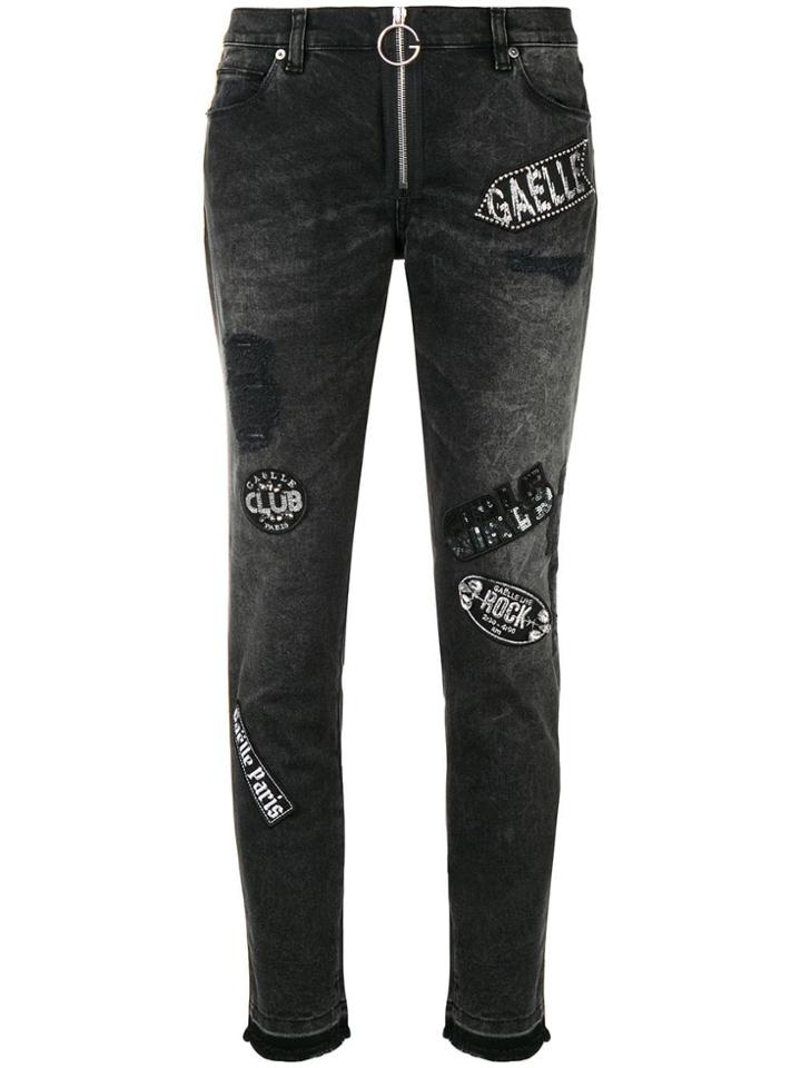 Gaelle Bonheur Logo Patch Skinny Jeans - Black