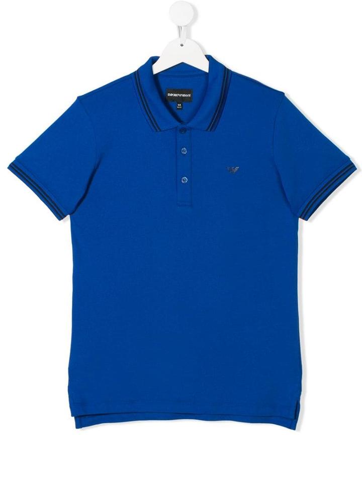Emporio Armani Kids Stripe Detail Polo Shirt - Blue