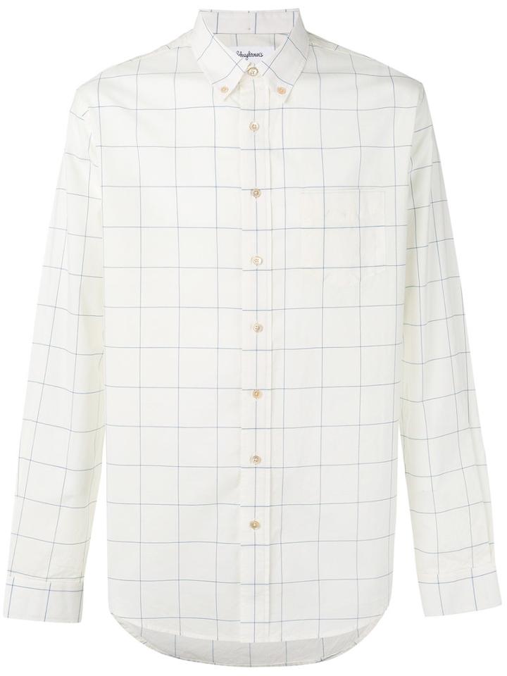 Schnaydermans Check Pattern Shirt, Men's, Size: Medium, White, Cotton