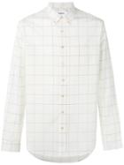 Schnaydermans Check Pattern Shirt, Men's, Size: Medium, White, Cotton