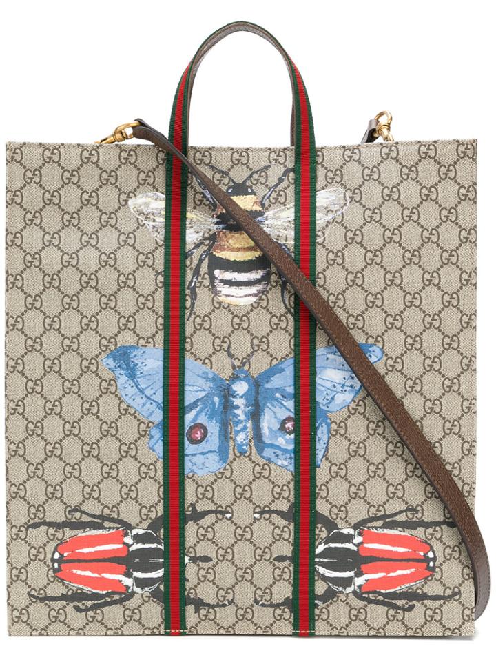 Gucci Printed Gg Supreme Tote - Nude & Neutrals