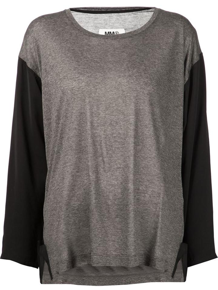 Mm6 Maison Margiela Two Tone Top, Women's, Size: Small, Grey, Viscose/polyester