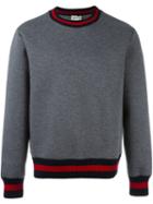 Moncler Striped Trim Sweatshirt, Men's, Size: Medium, Grey, Cotton