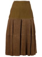 Versace Vintage Suede Skirt, Women's, Size: 44, Brown, Polyester/leather