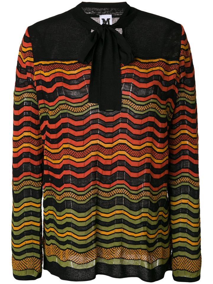 M Missoni Patterned Pussy Bow Top - Multicolour