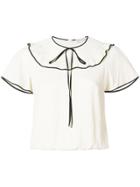 Red Valentino Tie Neck Shortsleeved Blouse - Nude & Neutrals
