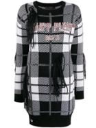 Philipp Plein Check Pattern Knitted Dress - White