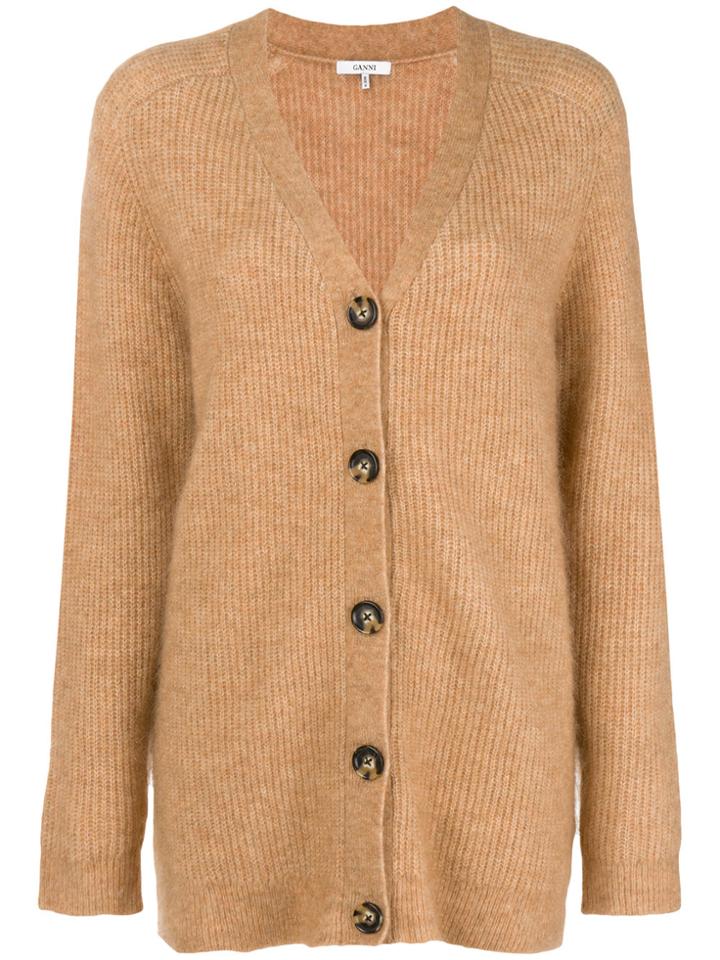 Ganni Classic Long-sleeve Cardigan - Nude & Neutrals