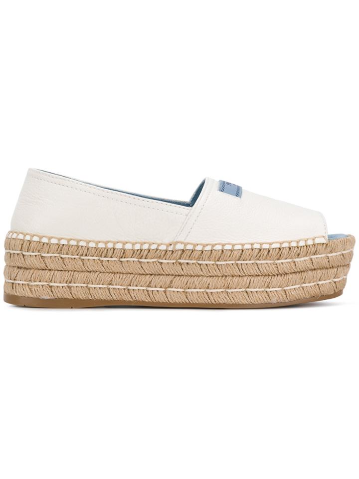 Prada Open-toe Flatform Espadrilles - White