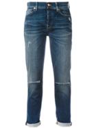 7 For All Mankind Ripped Boyfriend Jeans - Blue