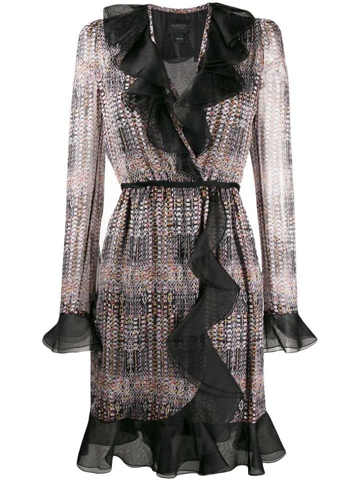 Giambattista Valli Long-sleeve Ruffle Wrap Dress - Black