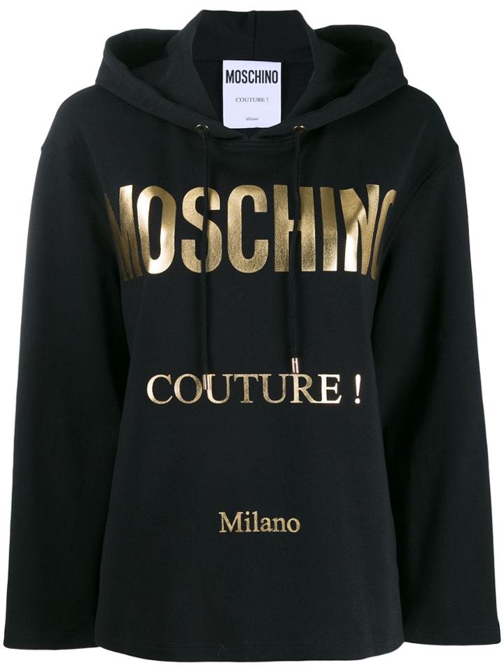 Moschino Oversized Logo Print Hoodie - Black
