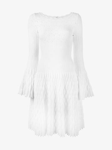 Alaïa Long Sleeve Trinidad Dress, Women's, Size: 40, White, Viscose/polyester/polyamide