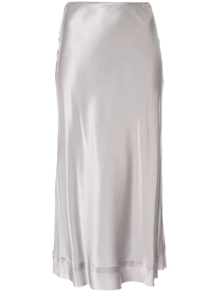 Lee Mathews Satin Midi Skirt - Silver