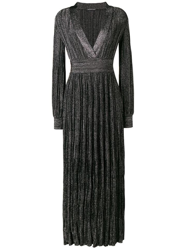 Antonino Valenti Plunge Neck Pleated Dress - Black