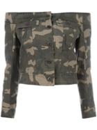 Faith Connexion Shoulderless Camouflage Shirt, Women's, Size: 42, Green, Cotton