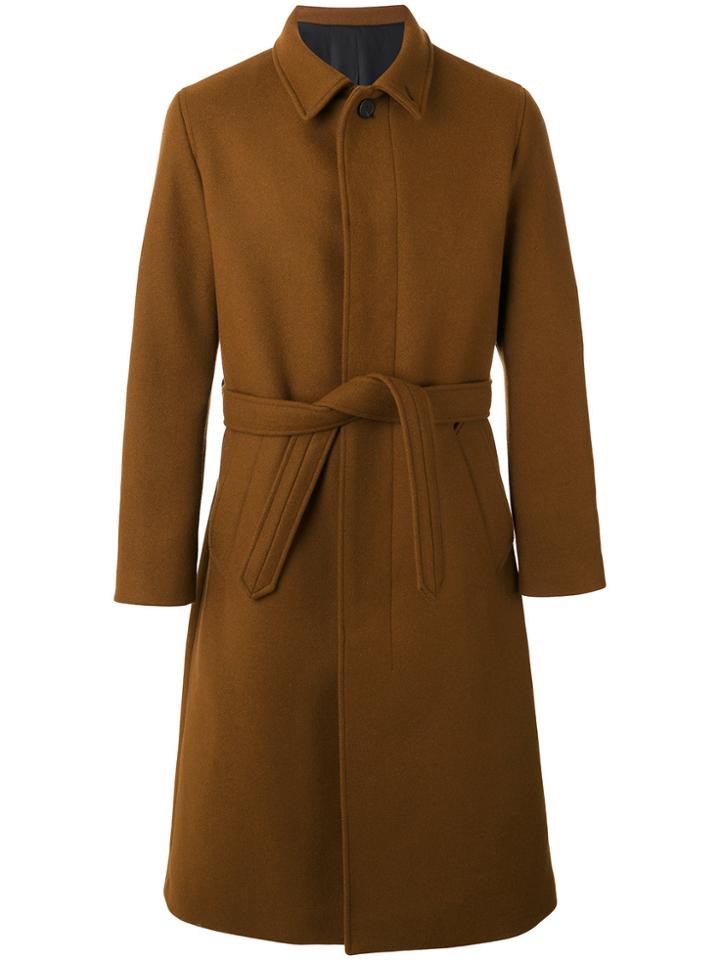 Ami Alexandre Mattiussi Long Belted Coat - Brown