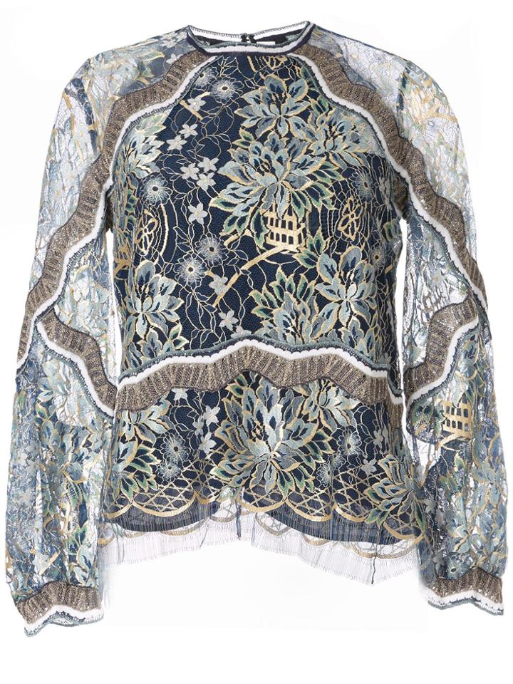 Peter Pilotto Metallic Lace Blouse - Blue