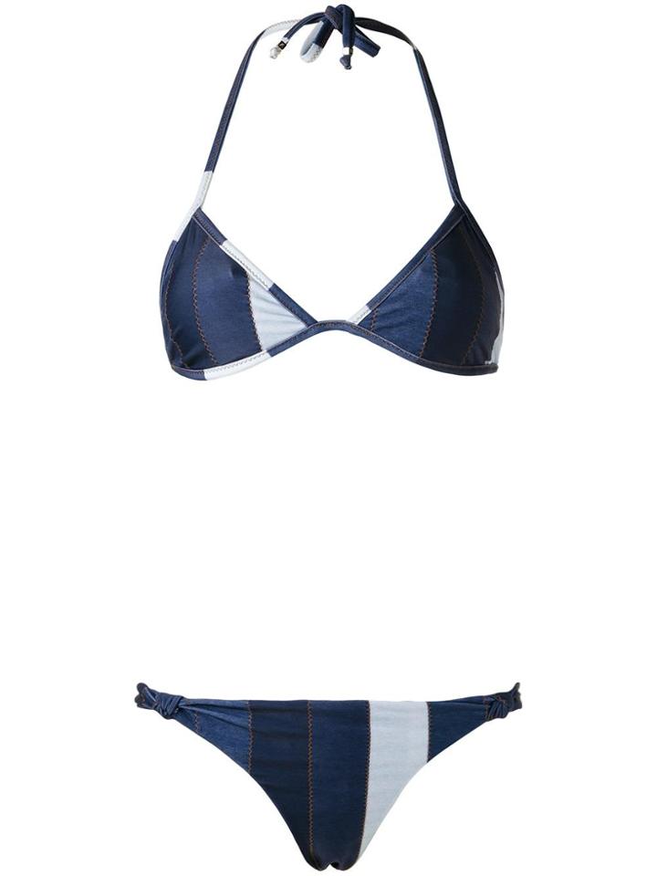 Amir Slama Triangle Bikini Set - Blue