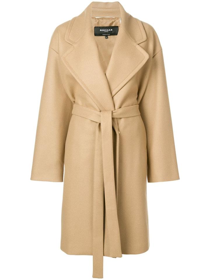 Rochas Tie-waist Midi Coat - Brown