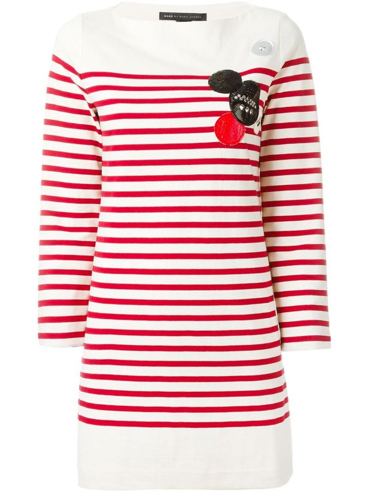 Marc By Marc Jacobs Breton Stripe Dress, Women's, Size: Large, Red, Cotton