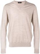 Hackett Fine Knit V-neck Sweater - Nude & Neutrals