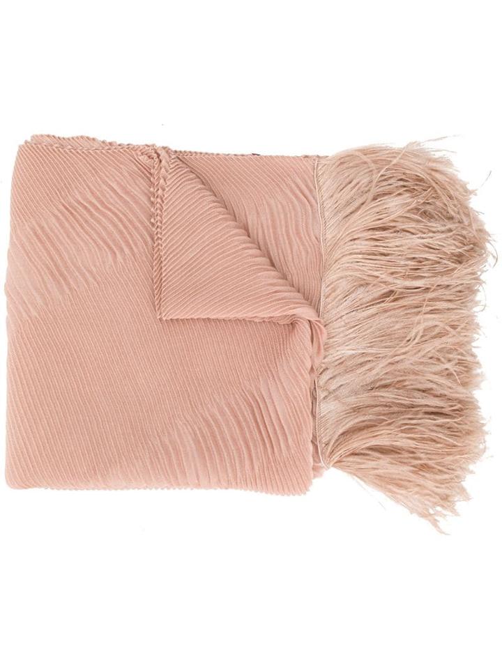 Valentino Ostrich Feather Finished Scarf - Neutrals