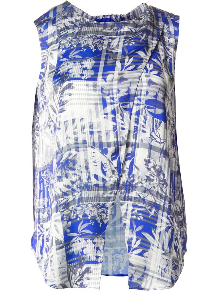 Astraet Drape Effect Palm And Stripe Print Tank Top