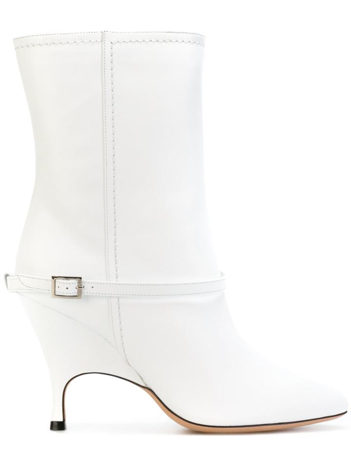 Alchimia Di Ballin Buckle Detail Mid Calf Boots - White