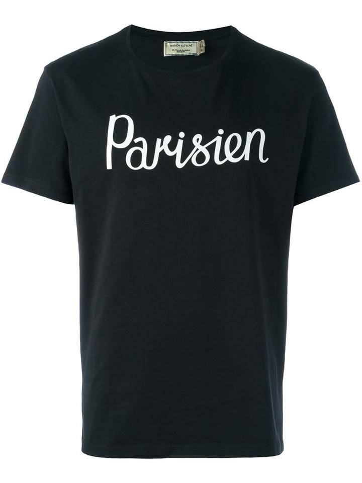 Maison Kitsuné Parisien Print T-shirt, Men's, Size: Large, Black, Cotton