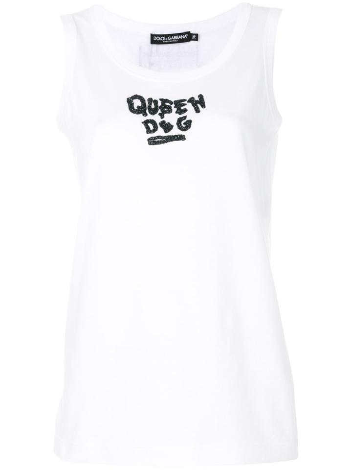 Dolce & Gabbana Queen D & G Tank Top - White