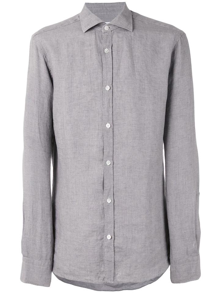 Danolis - Plain Shirt - Men - Linen/flax - 43, Grey, Linen/flax