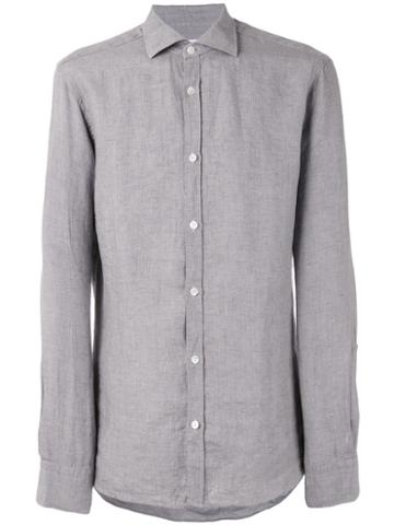 Danolis - Plain Shirt - Men - Linen/flax - 43, Grey, Linen/flax