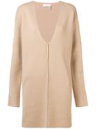 Chloé V-neck Mini Sweater Dress - Nude & Neutrals
